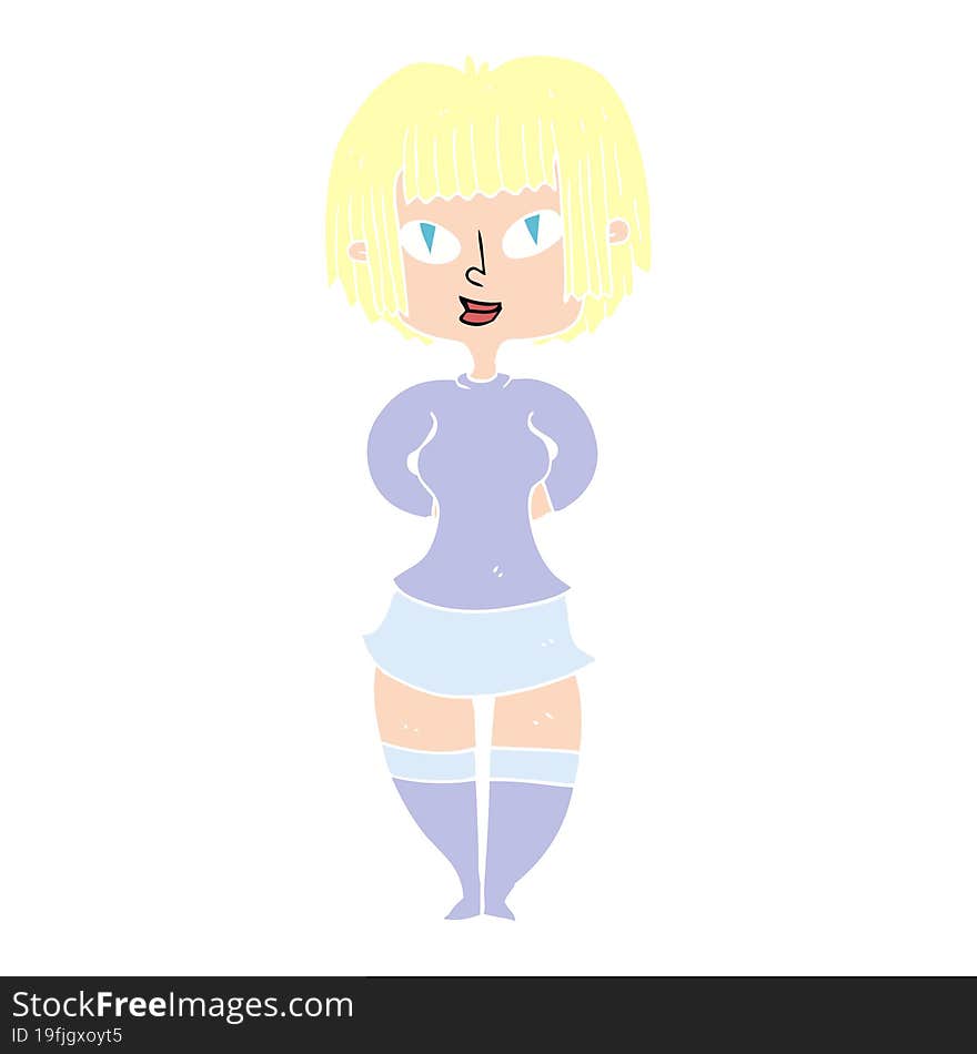 flat color illustration of happy woman. flat color illustration of happy woman