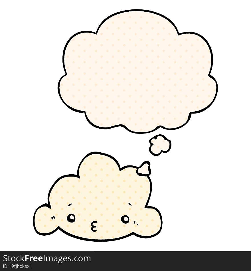 Cartoon Cloud And Thought Bubble In Comic Book Style