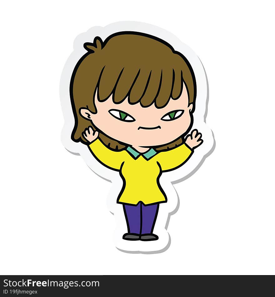 sticker of a cartoon woman