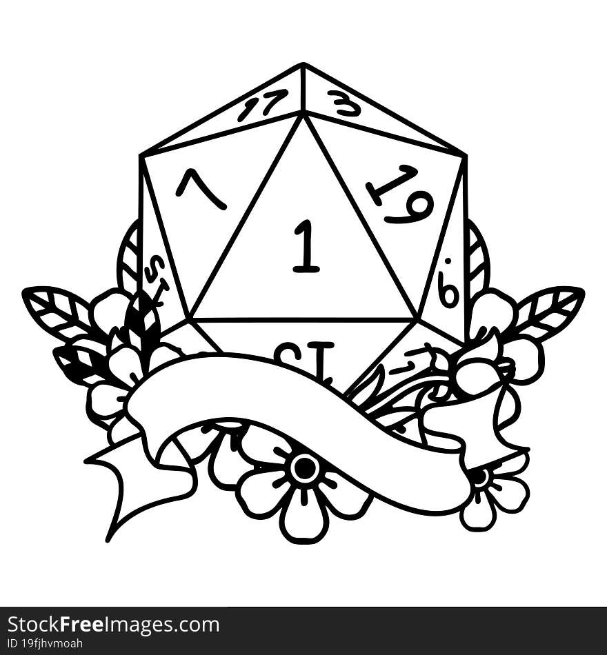 natural one d20 dice roll illustration