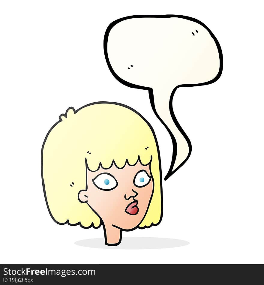 Speech Bubble Cartoon Female Face