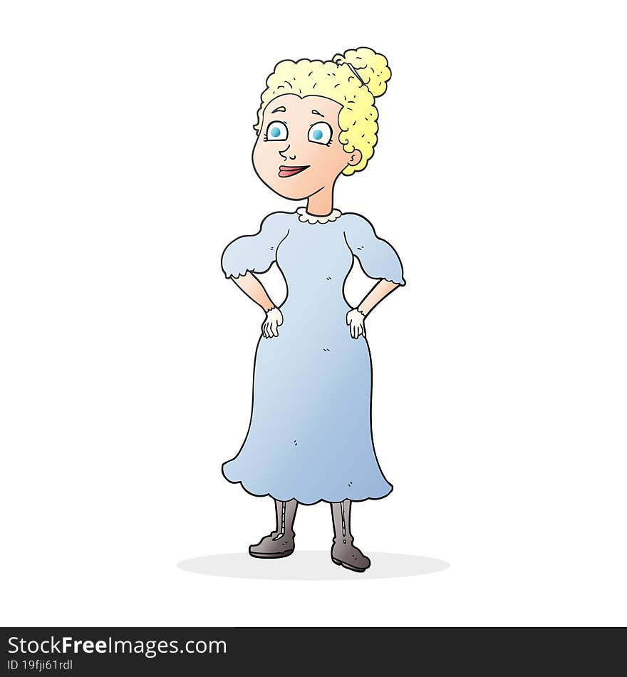 Cartoon Victorian Woman In Dress