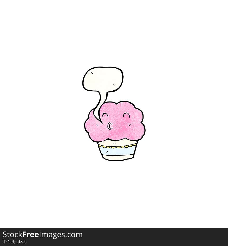 cartoon cupcake with speech bubble