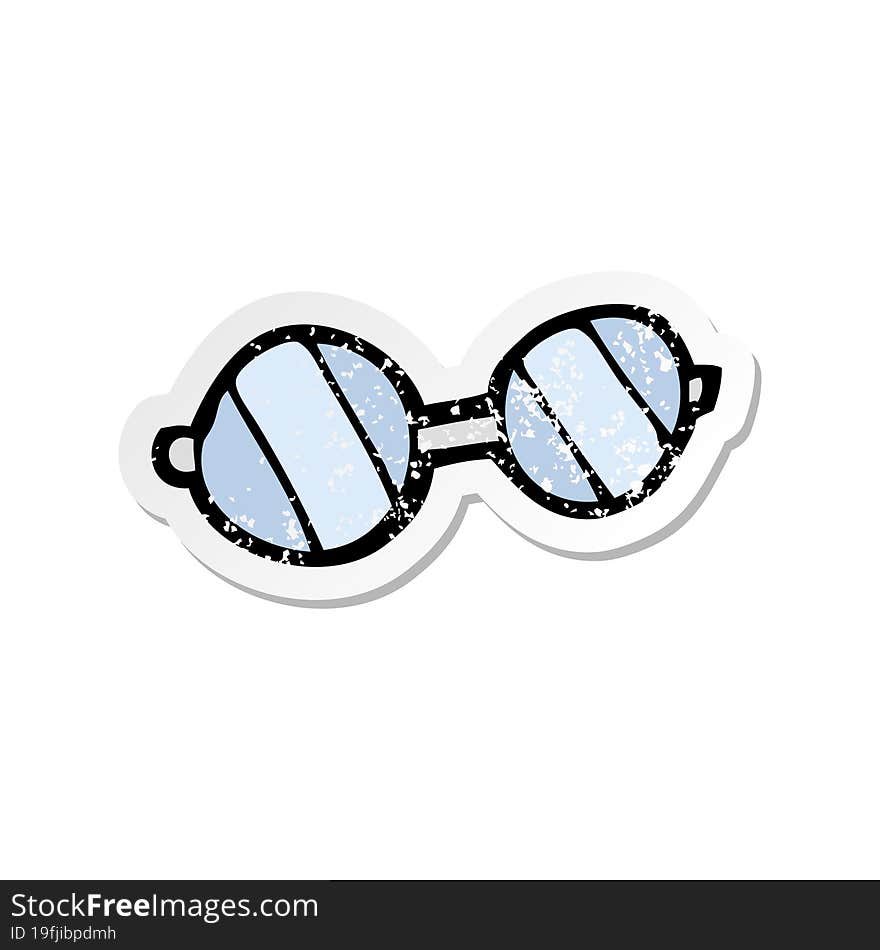 retro distressed sticker of a cartoon glasses