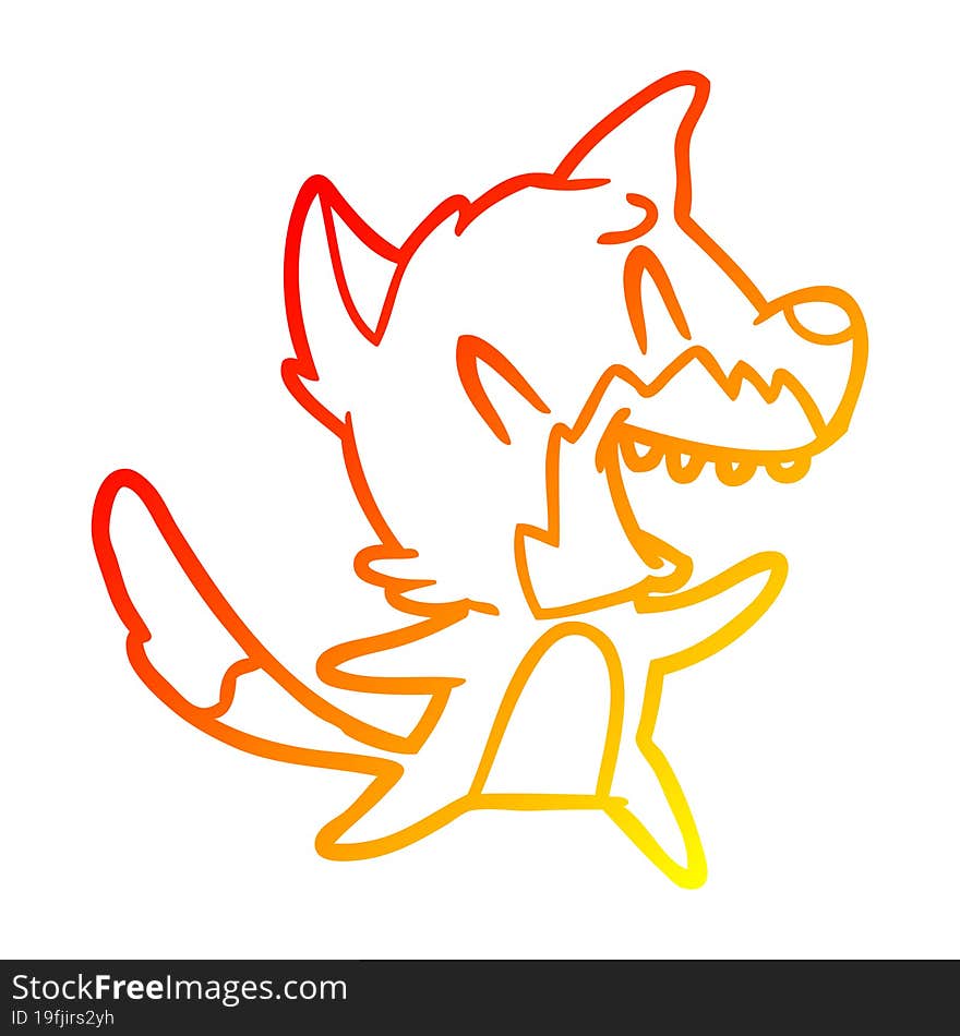 warm gradient line drawing of a laughing fox cartoon