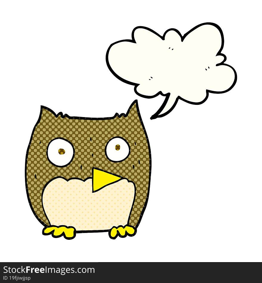 freehand drawn comic book speech bubble cartoon owl