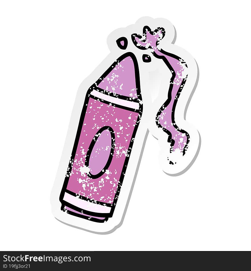 Distressed Sticker Cartoon Doodle Of A Pink Crayon