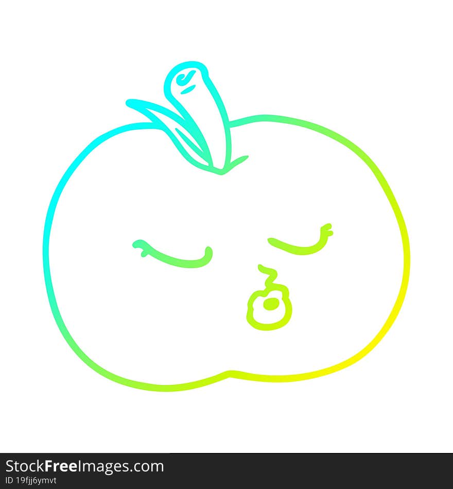 cold gradient line drawing cartoon apple