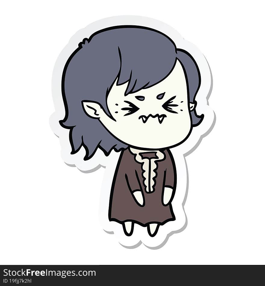 sticker of a annoyed cartoon vampire girl