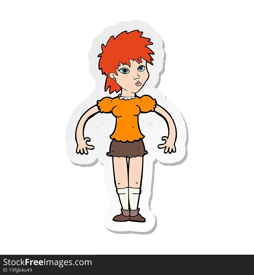 Sticker Of A Cartoon Curious Woman