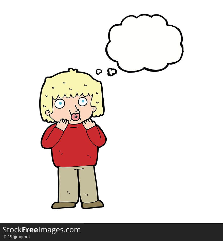 Cartoon Worried Boy With Thought Bubble