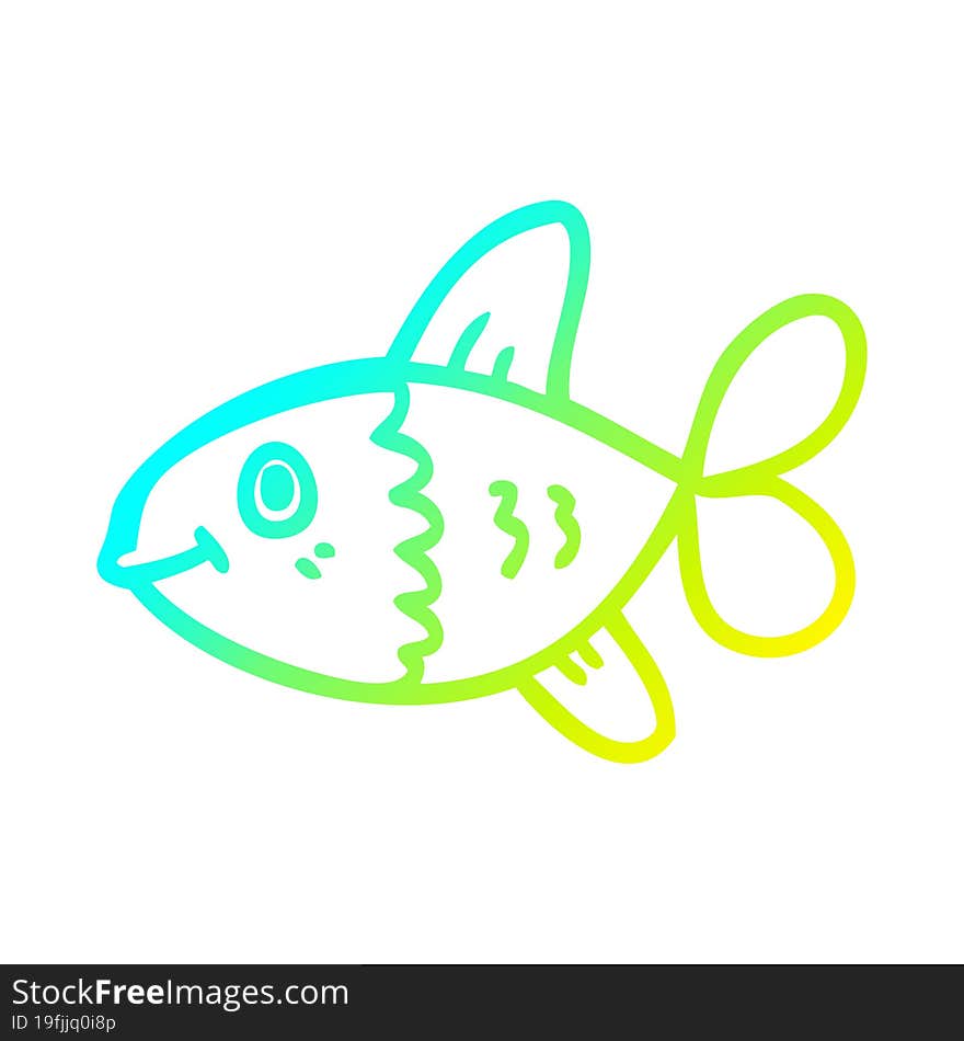 cold gradient line drawing cartoon fish