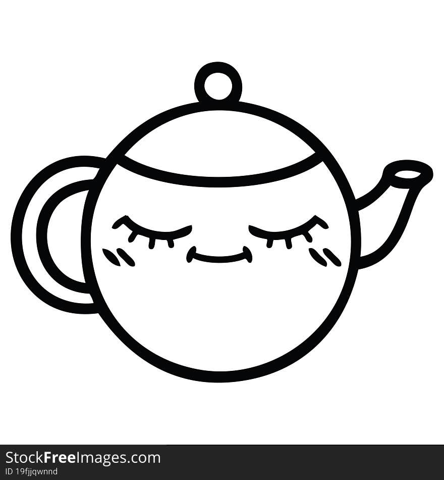 line drawing cartoon of a teapot. line drawing cartoon of a teapot