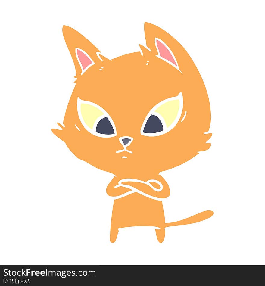 Confused Flat Color Style Cartoon Cat