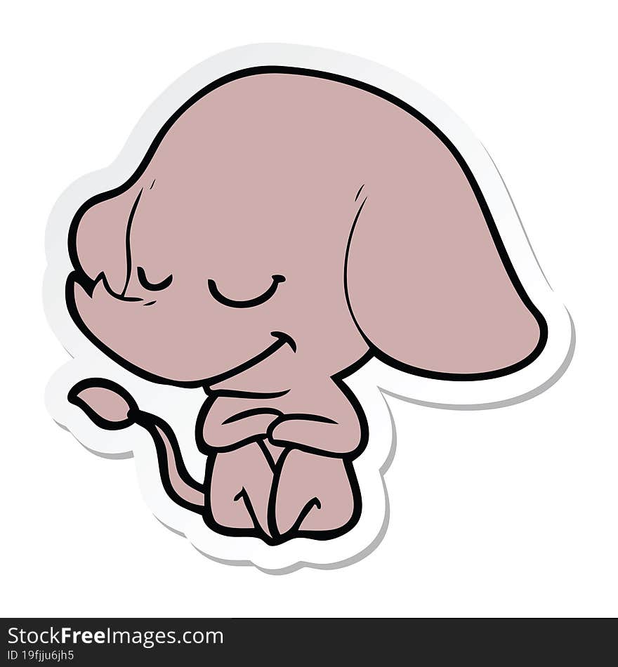 Sticker Of A Cartoon Smiling Elephant