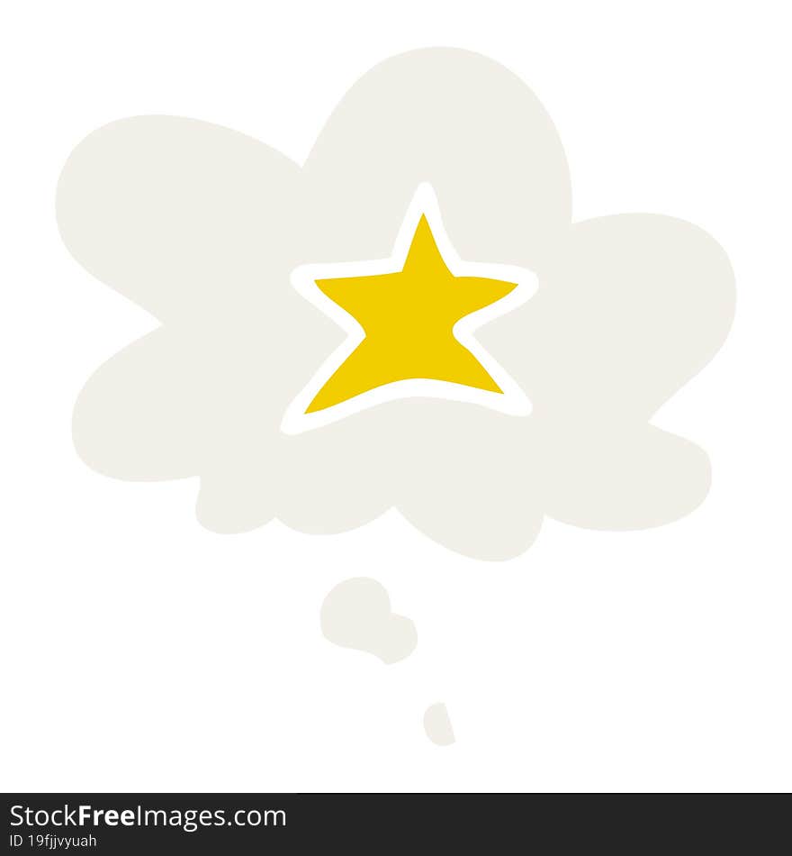 cartoon star symbol and thought bubble in retro style