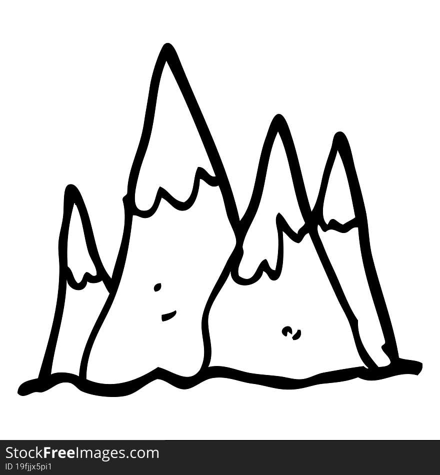 line drawing cartoon tall mountains