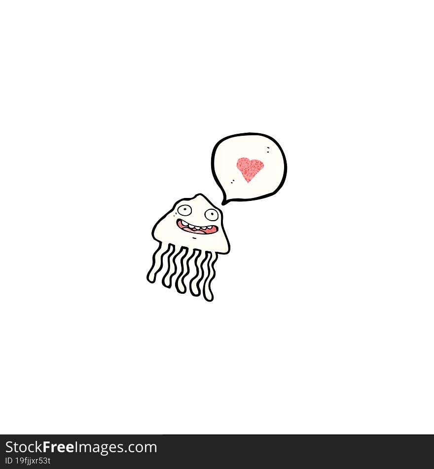 cartoon jellyfish with love heart