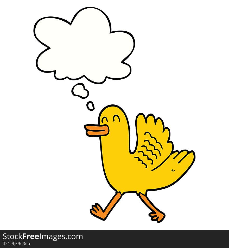 Cartoon Duck And Thought Bubble