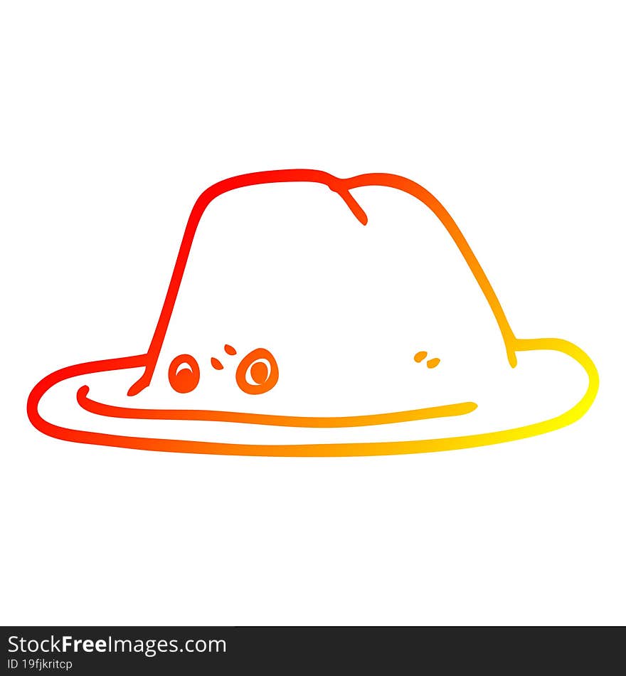 warm gradient line drawing cartoon hat