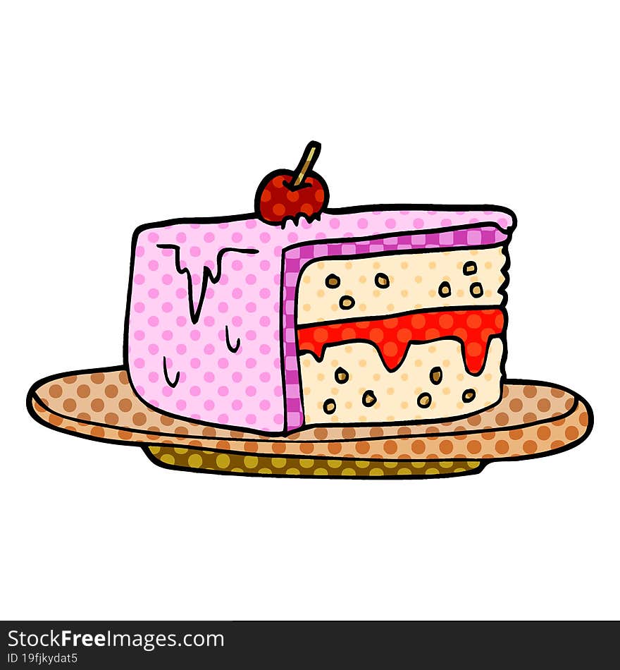 cartoon doodle slice of cake