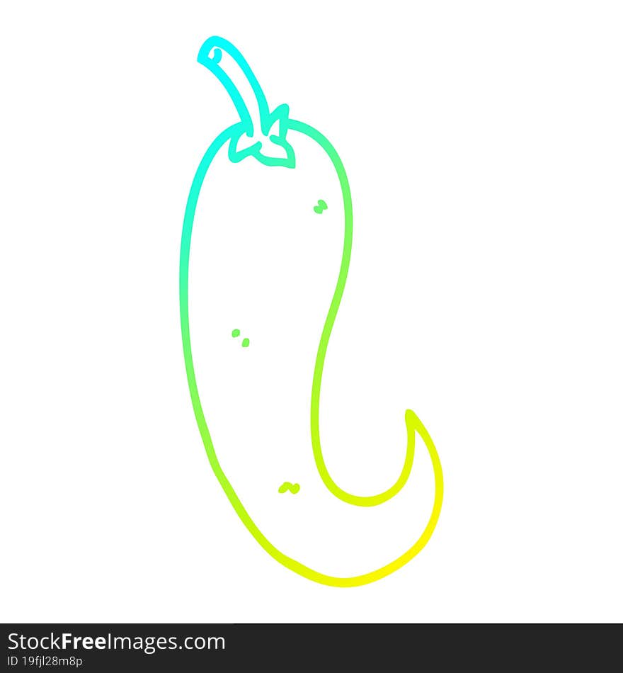 Cold Gradient Line Drawing Cartoon Chilli Pepper