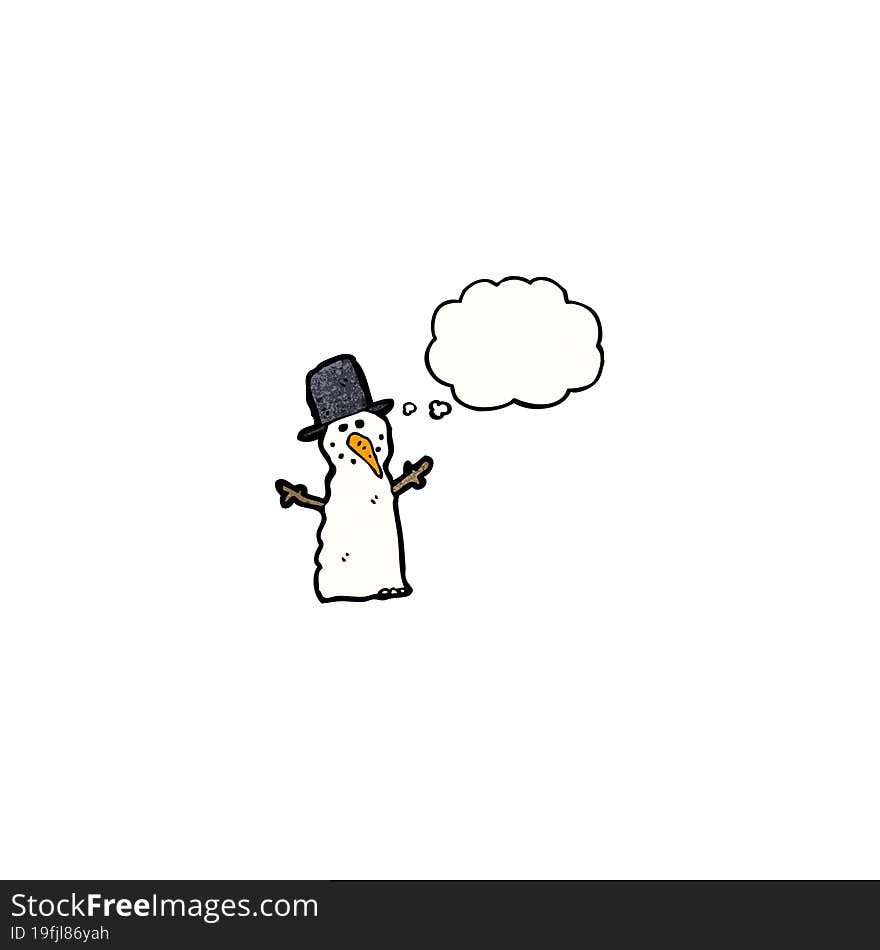 Cartoon Snowman With Thought Bubble