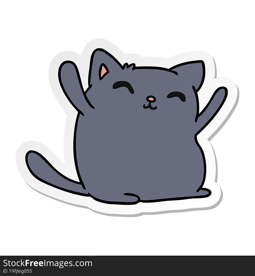 sticker cartoon illustration of cute kawaii cat. sticker cartoon illustration of cute kawaii cat