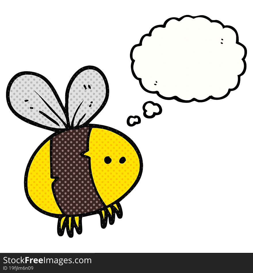 freehand drawn thought bubble cartoon bee