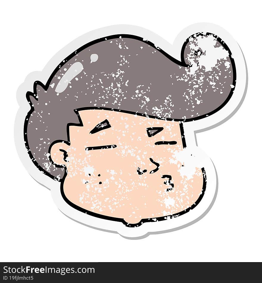 distressed sticker of a cartoon boy s face