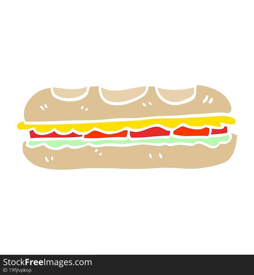 flat color illustration cartoon tasty sandwich