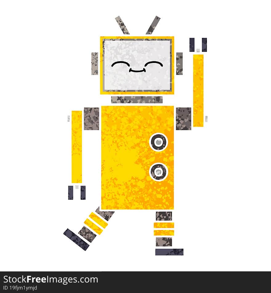 Retro Illustration Style Cartoon Robot