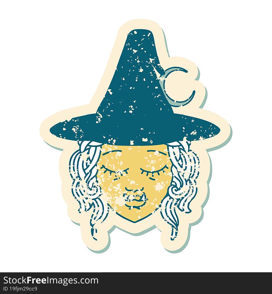 Retro Tattoo Style half orc witch character face. Retro Tattoo Style half orc witch character face