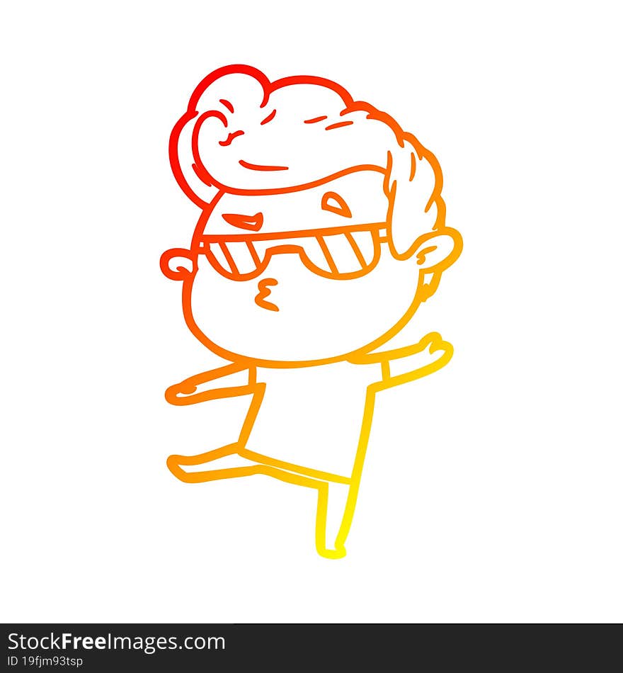 warm gradient line drawing cartoon cool guy