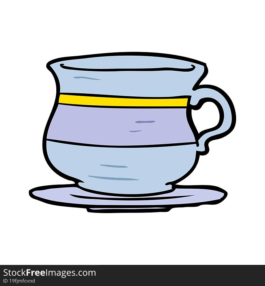 cartoon old tea cup. cartoon old tea cup