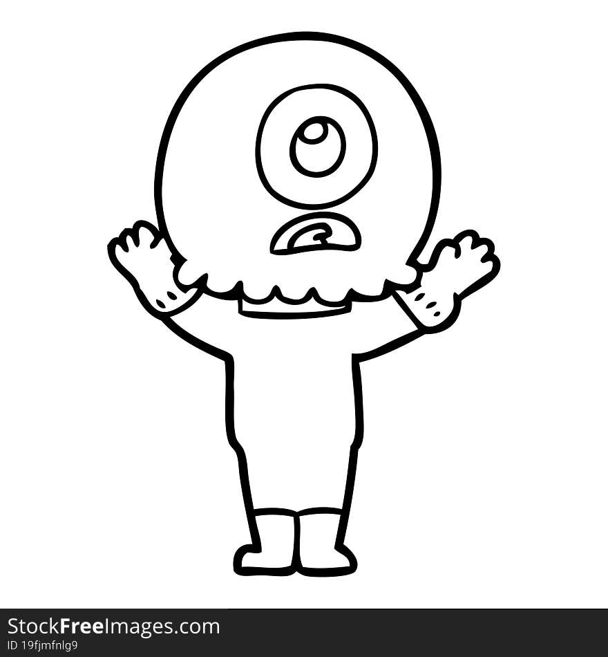 cartoon cyclops alien spaceman. cartoon cyclops alien spaceman