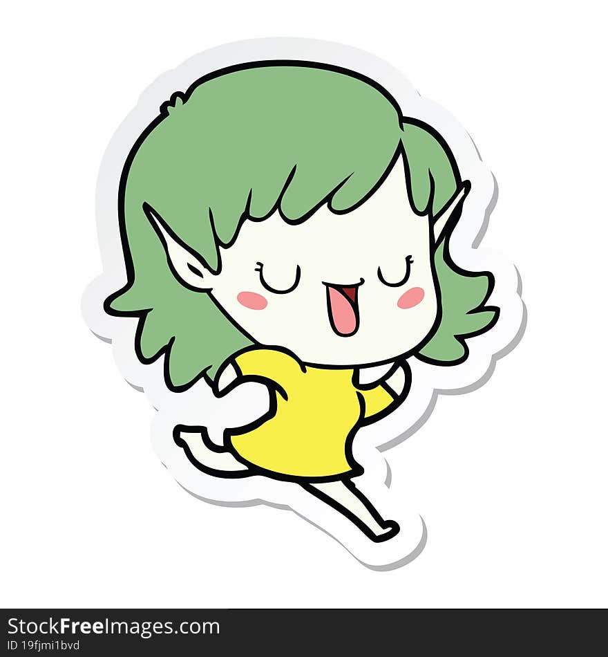 sticker of a cartoon elf girl