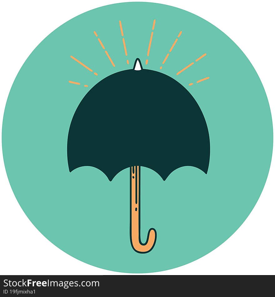 icon of tattoo style open umbrella