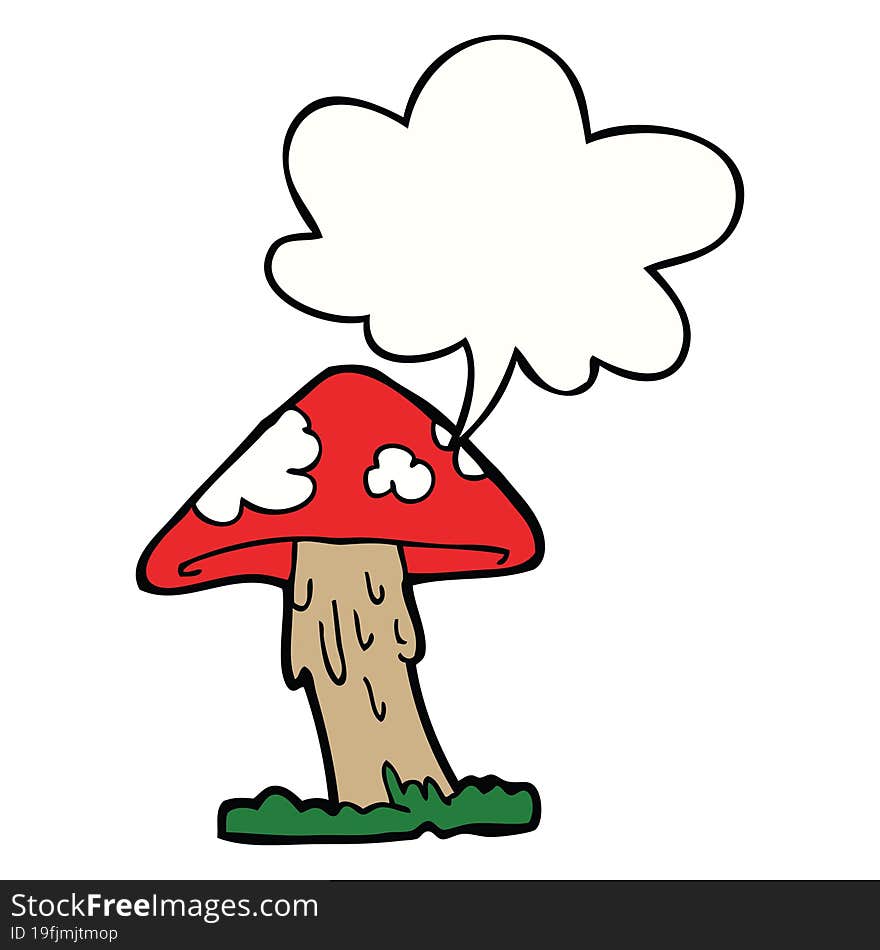 Cartoon Mushroom And Speech Bubble