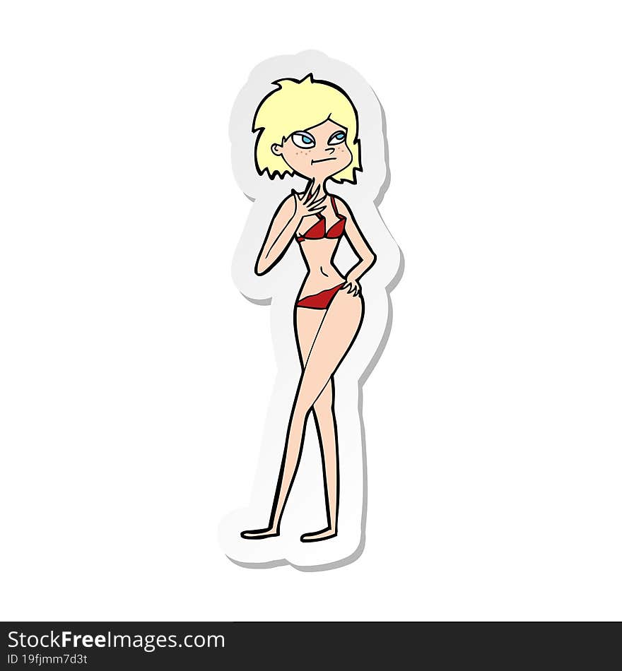 sticker of a cartoon woman in bikini