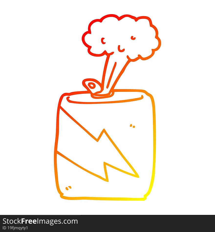 warm gradient line drawing of a cartoon soda can