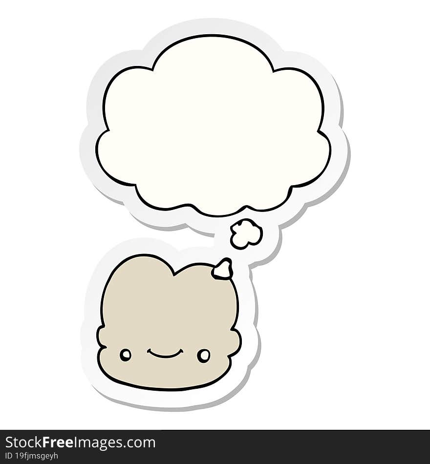 cartoon cloud and thought bubble as a printed sticker