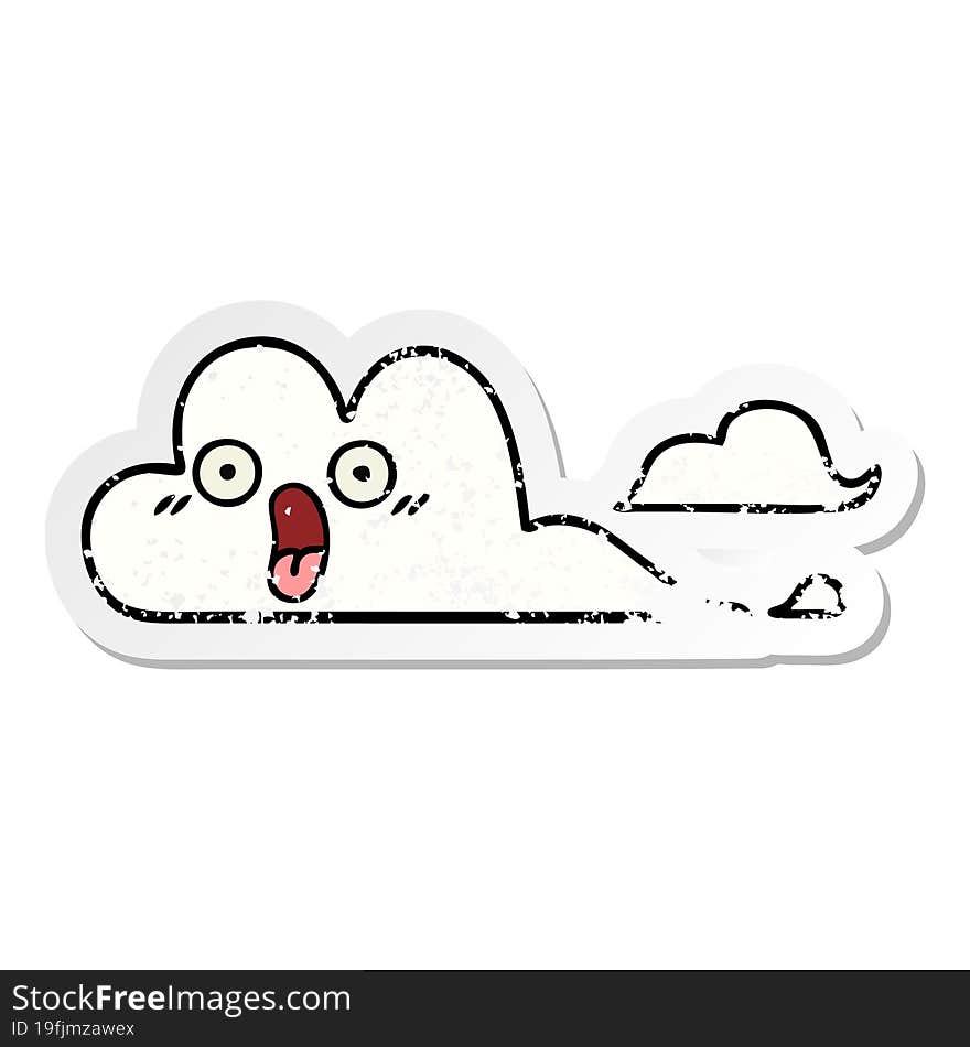 distressed sticker of a cute cartoon white cloud