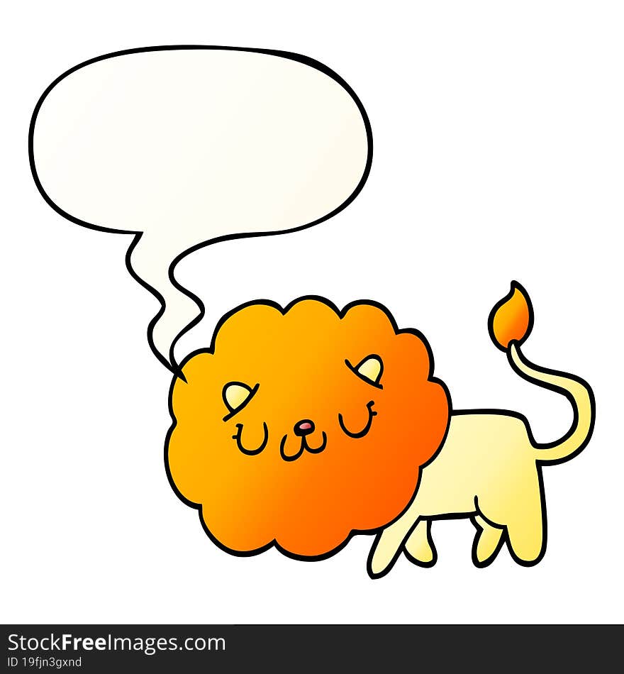 cartoon lion and speech bubble in smooth gradient style