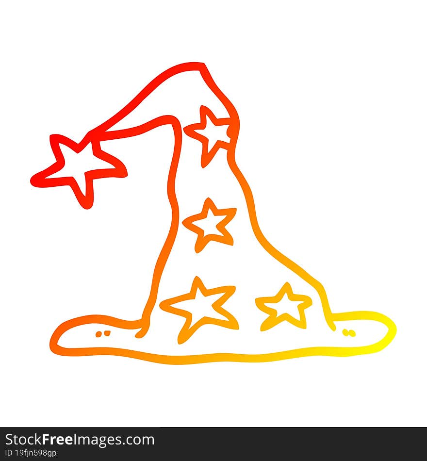 Warm Gradient Line Drawing Cartoon Wizard Hat