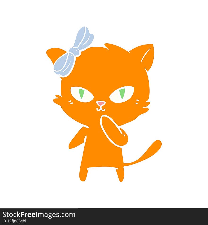 cute flat color style cartoon cat