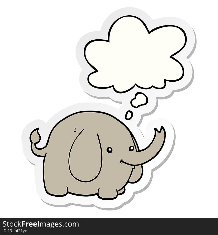 Cartoon Elephant And Thought Bubble As A Printed Sticker