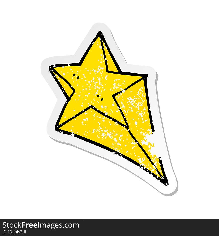 Distressed Sticker Of A Cartoon Shooting Star