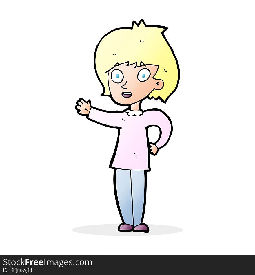 cartoon happy woman