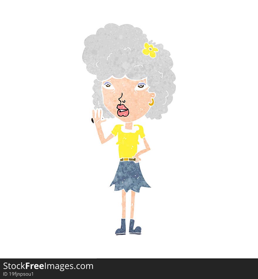 cartoon woman waving